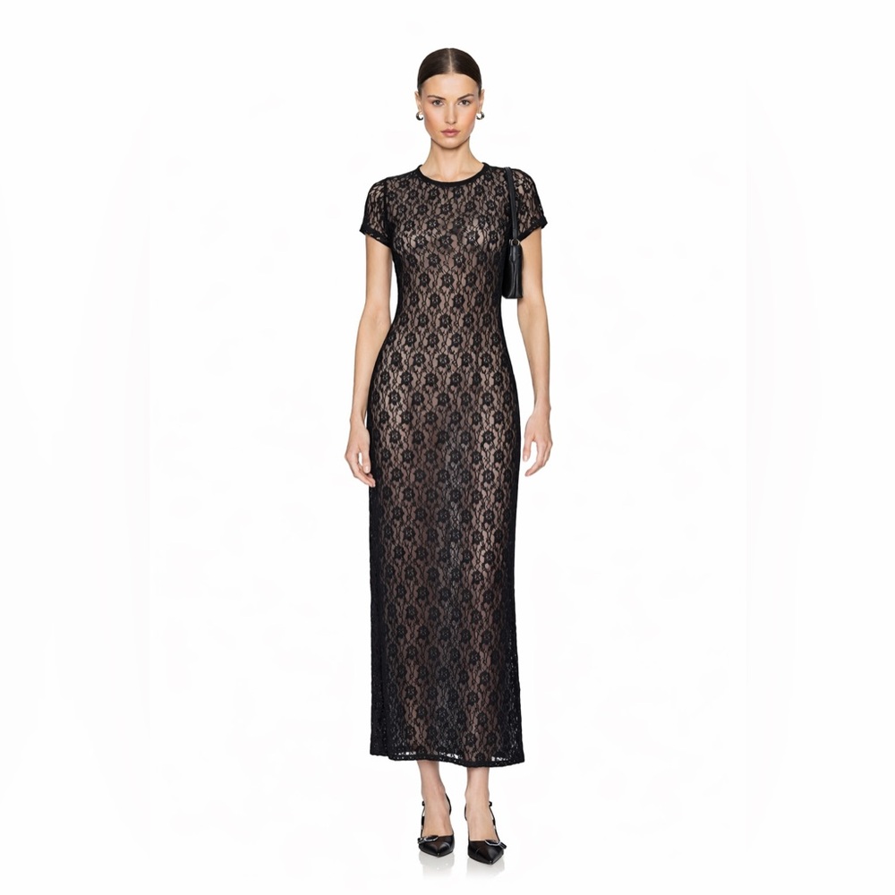 Black Stretch Lace Maxi Dress